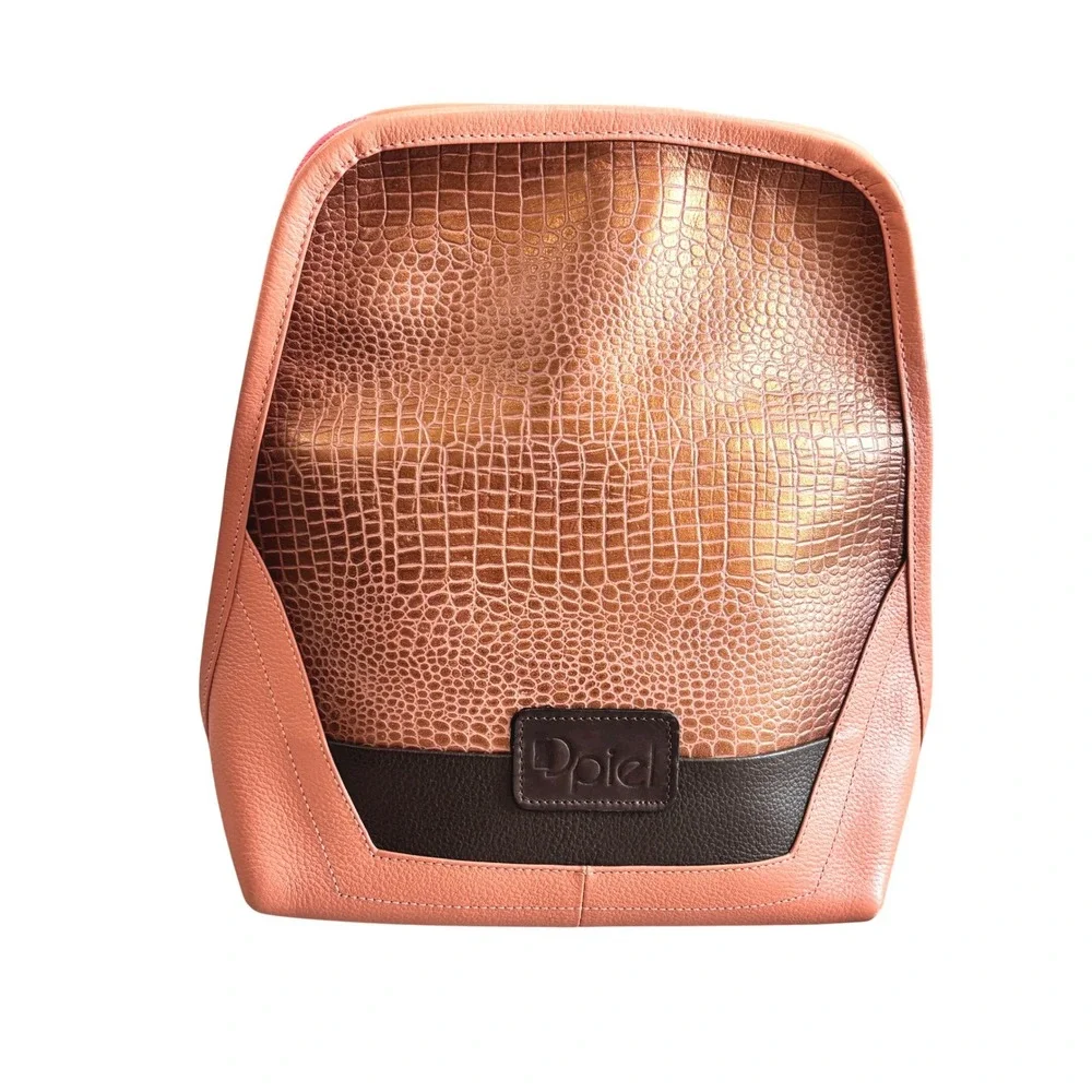 Dpiel Leather Backpack Coral Croc Embossed Fashion Small Mini Bag